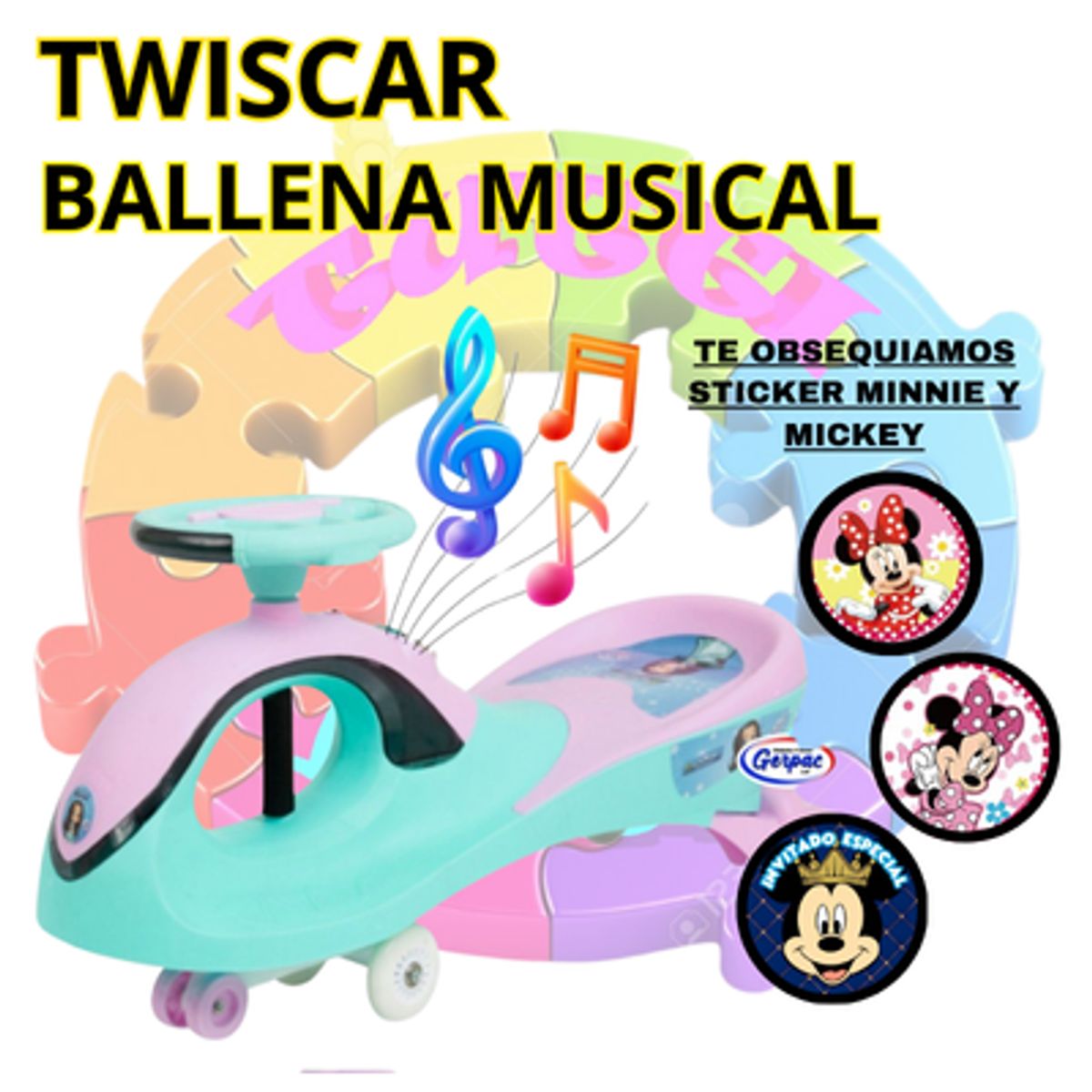 EBABY - TWISCAR BALLENA MUSICAL CON BLUETOOTH + OBSEQUIO STICKER MINNIE Y MICKEY