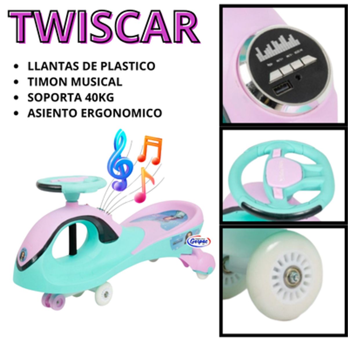 EBABY - TWISCAR BALLENA MUSICAL CON BLUETOOTH + OBSEQUIO STICKER MINNIE Y MICKEY