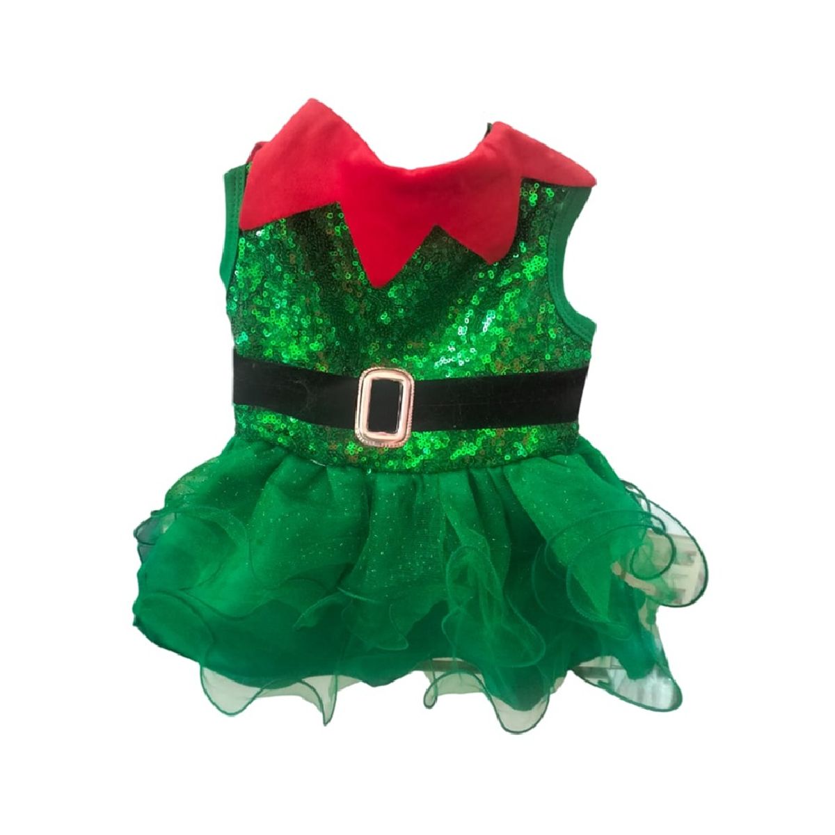 GENERICO - Vestido navideño duende lentejuelas perros y gatos talla 2