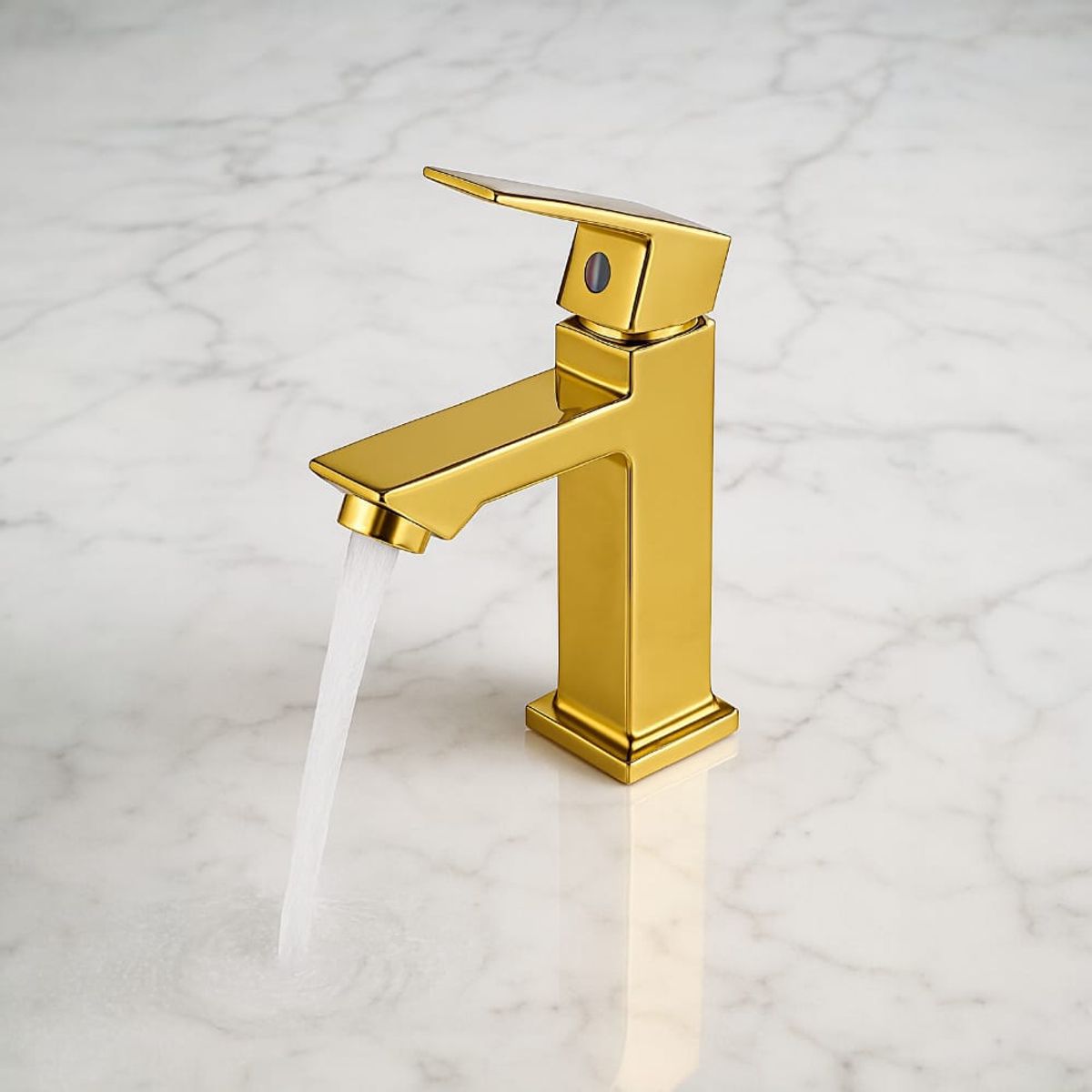 APACHE - Grifo Llave Dorado Oro para Lavabo o lavamanos solo agua fría 15cm alto