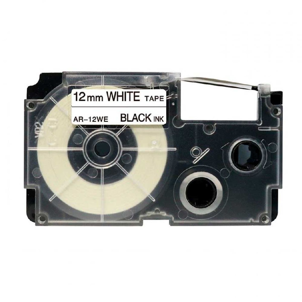 CASIO - CINTA PARA ETIQUETADORA CASIO PT-12WE 12MM X 8METROS CASETE LETRA NEGRO