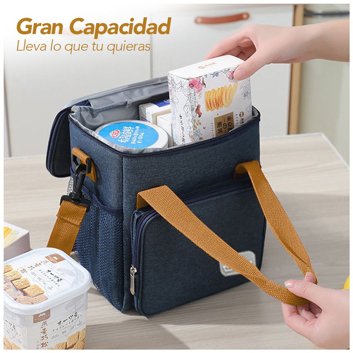 KELLER - Lonchera Térmica Impermeable con Correa Azul X57