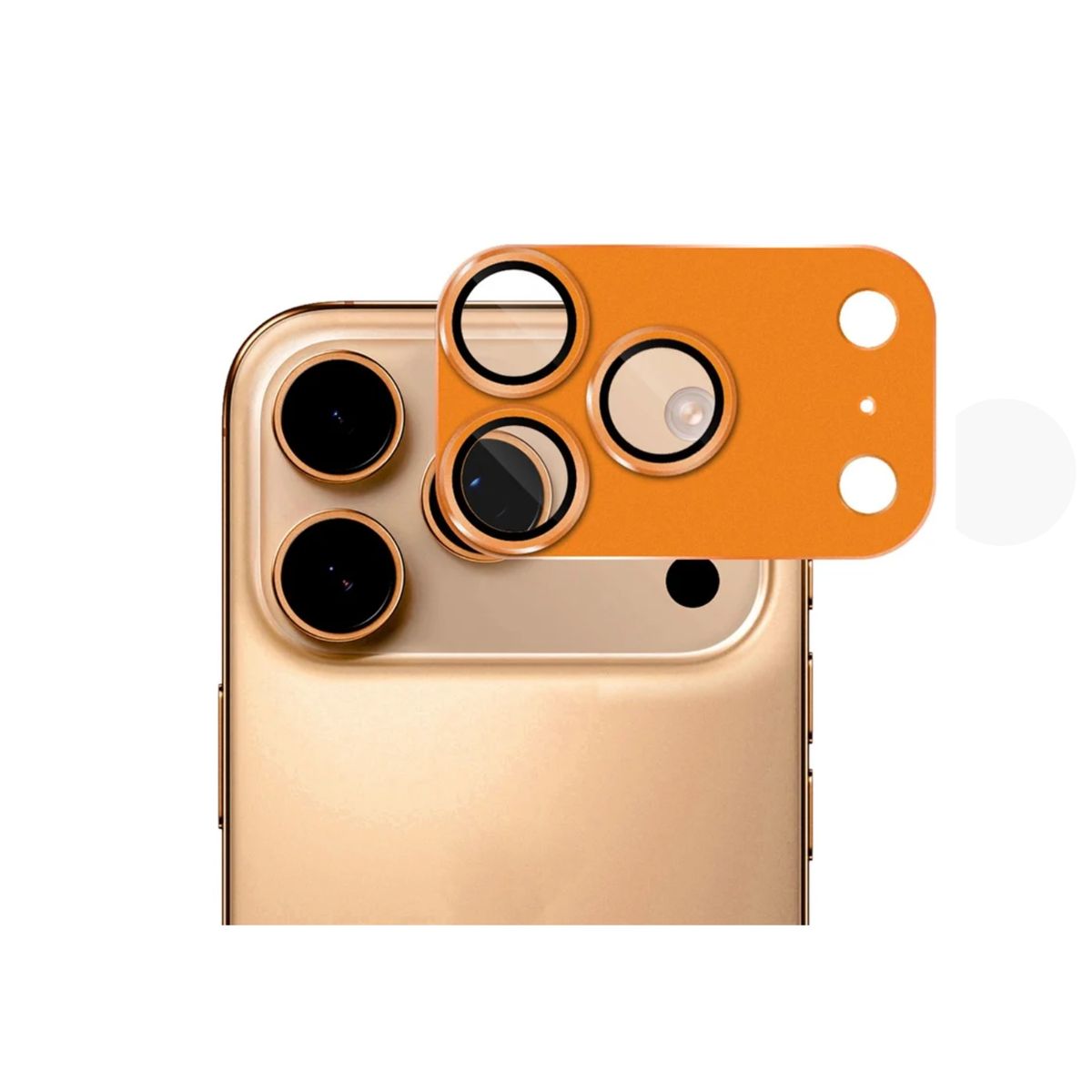 SPACE - Protector de Cámara para iphone 17 pro AR + AF  NARANJA Metal completo
