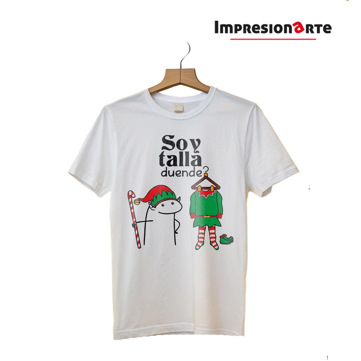 IMPRESIONARTE - Polo Navidad ELF navidad 100% algodón manga corta