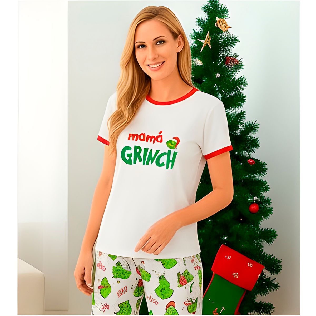 NACIONAL - Pijama Manga Corta Familia Grinch