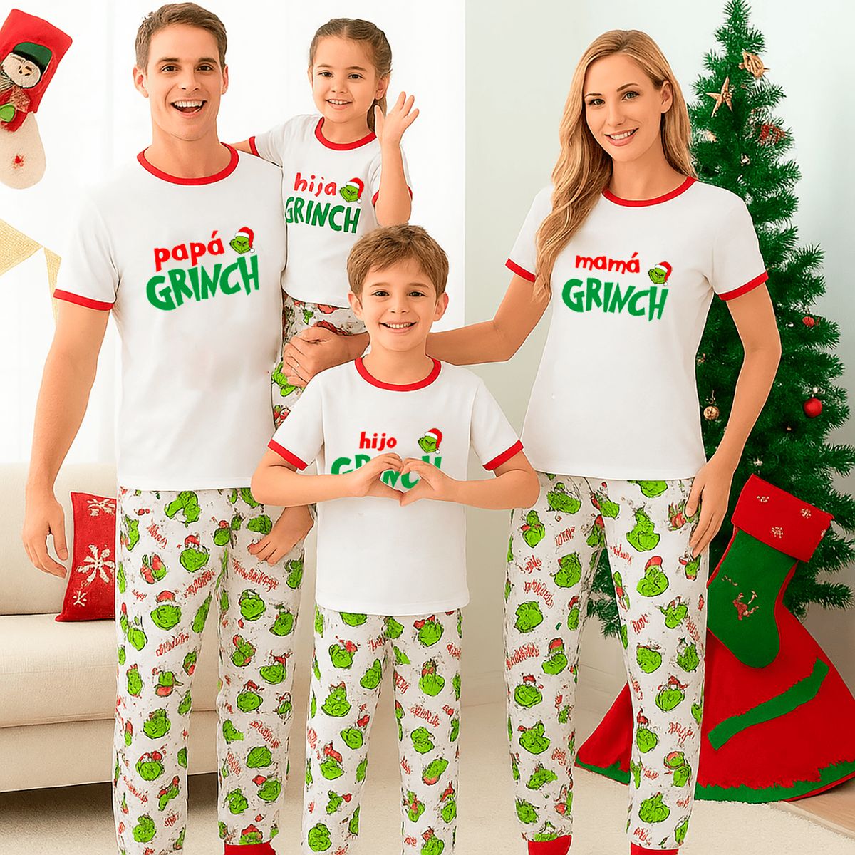 NACIONAL - Pijama Manga Corta Familia Grinch