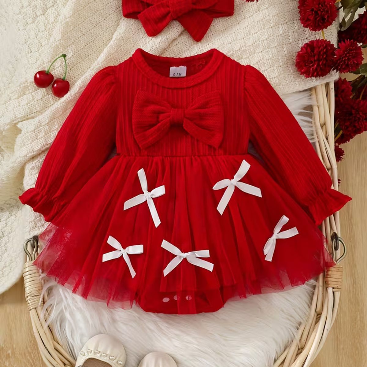 GENERICO - VESTIDO DISEÑO ROJO DE BEBE DE NAVIDAD