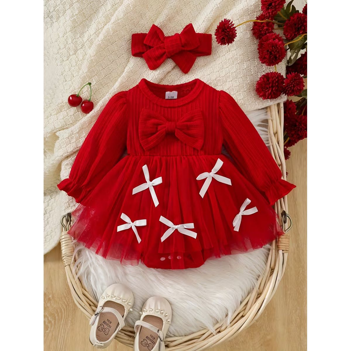 GENERICO - VESTIDO DISEÑO ROJO DE BEBE DE NAVIDAD