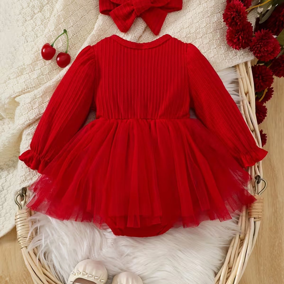 GENERICO - VESTIDO DISEÑO ROJO DE BEBE DE NAVIDAD