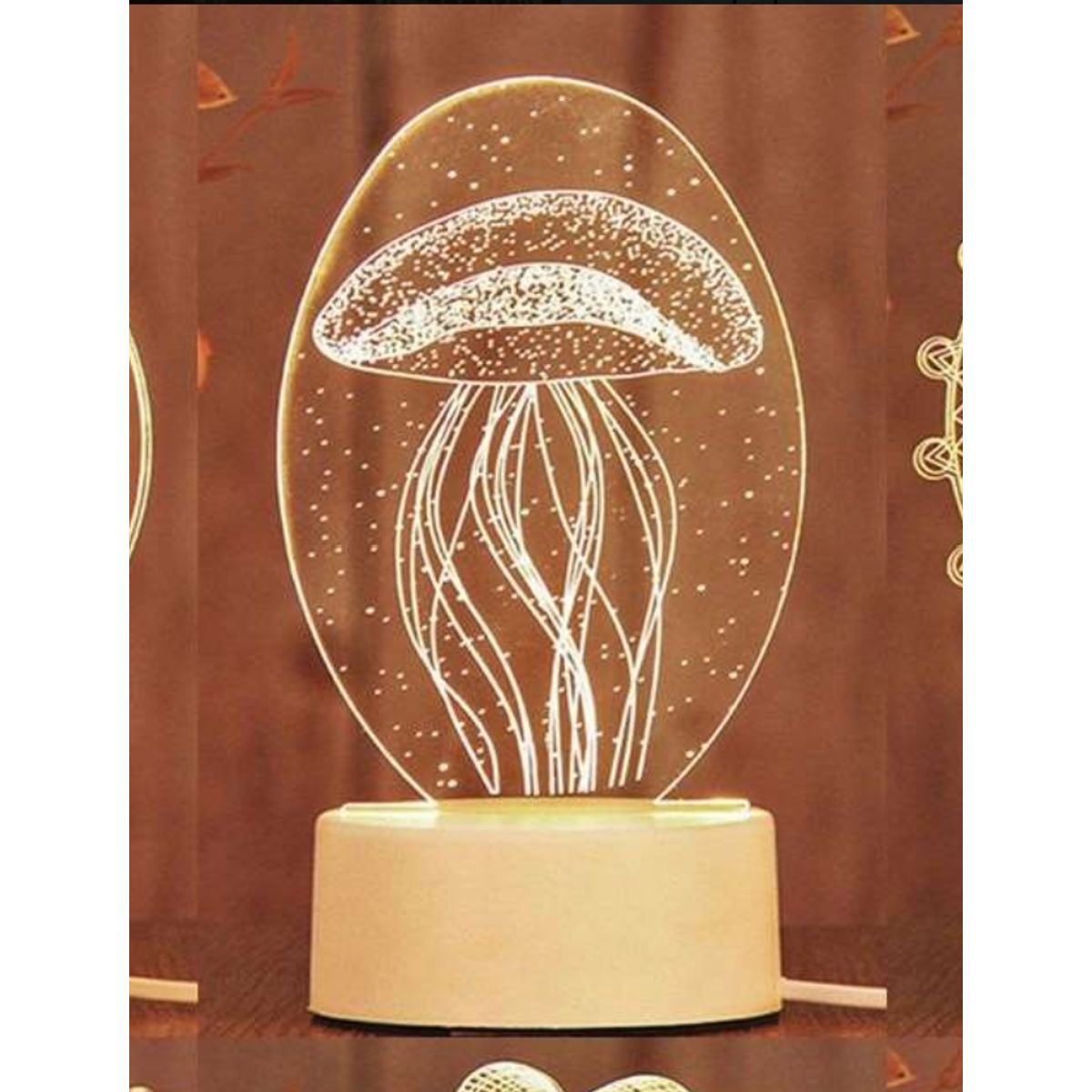 GENERICO - LÁMPARA DE NOCHE 3D LED TABLERO DE ILUSIÓN DECORACIÓN MESA NIÑOS MEDUSA