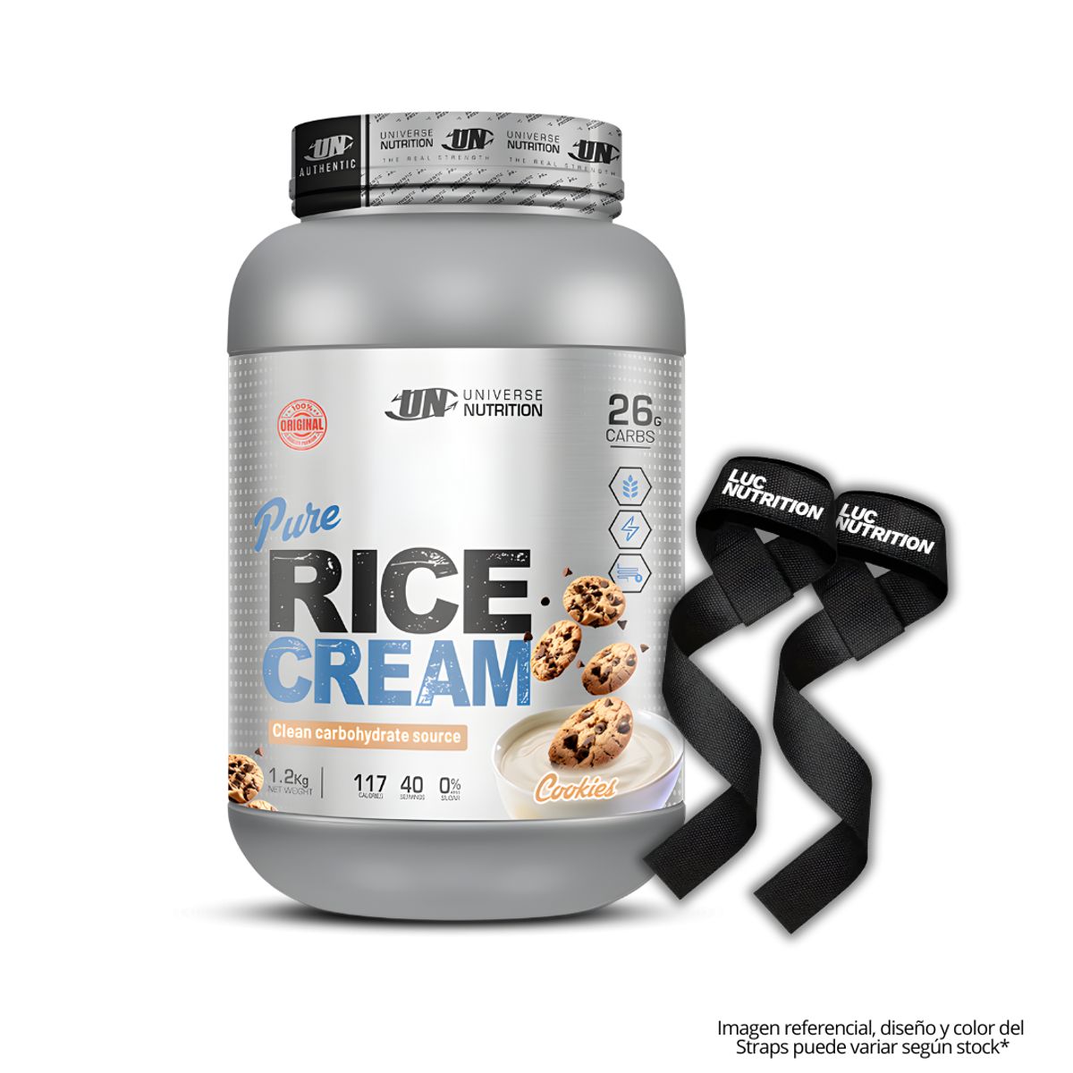 UNIVERSE NUTRITION - Crema de Arroz Universe Nutrition 1.2 kg Pure Rice Cream - Cookie and cream + Straps