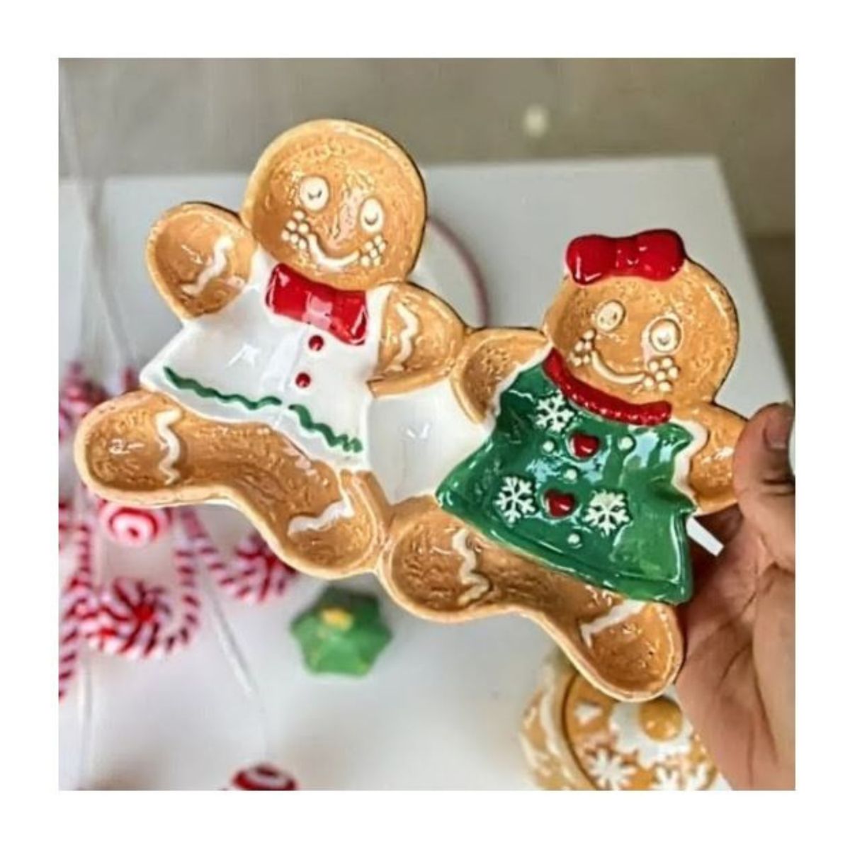 GENERICO - Plato Navideño Ginger Twins  Ideal para Snacks y Postres
