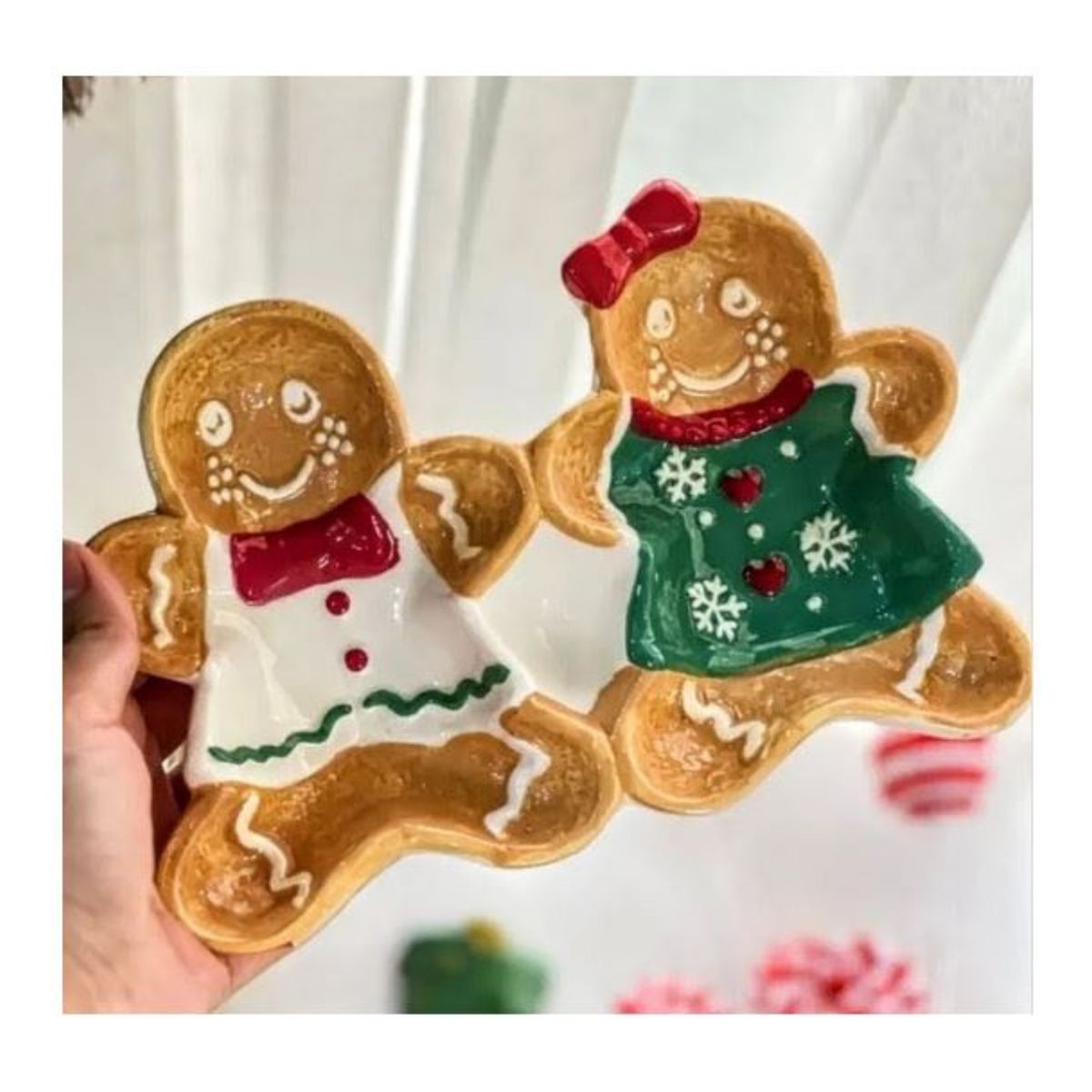 GENERICO - Plato Navideño Ginger Twins  Ideal para Snacks y Postres