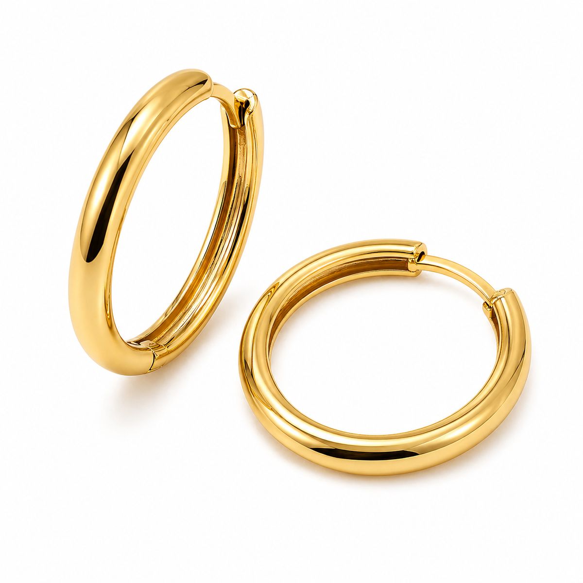 GENERICO - Aretes Argollas Doradas Lisas Acero Inoxidable Mujer Elegantes Minimalistas