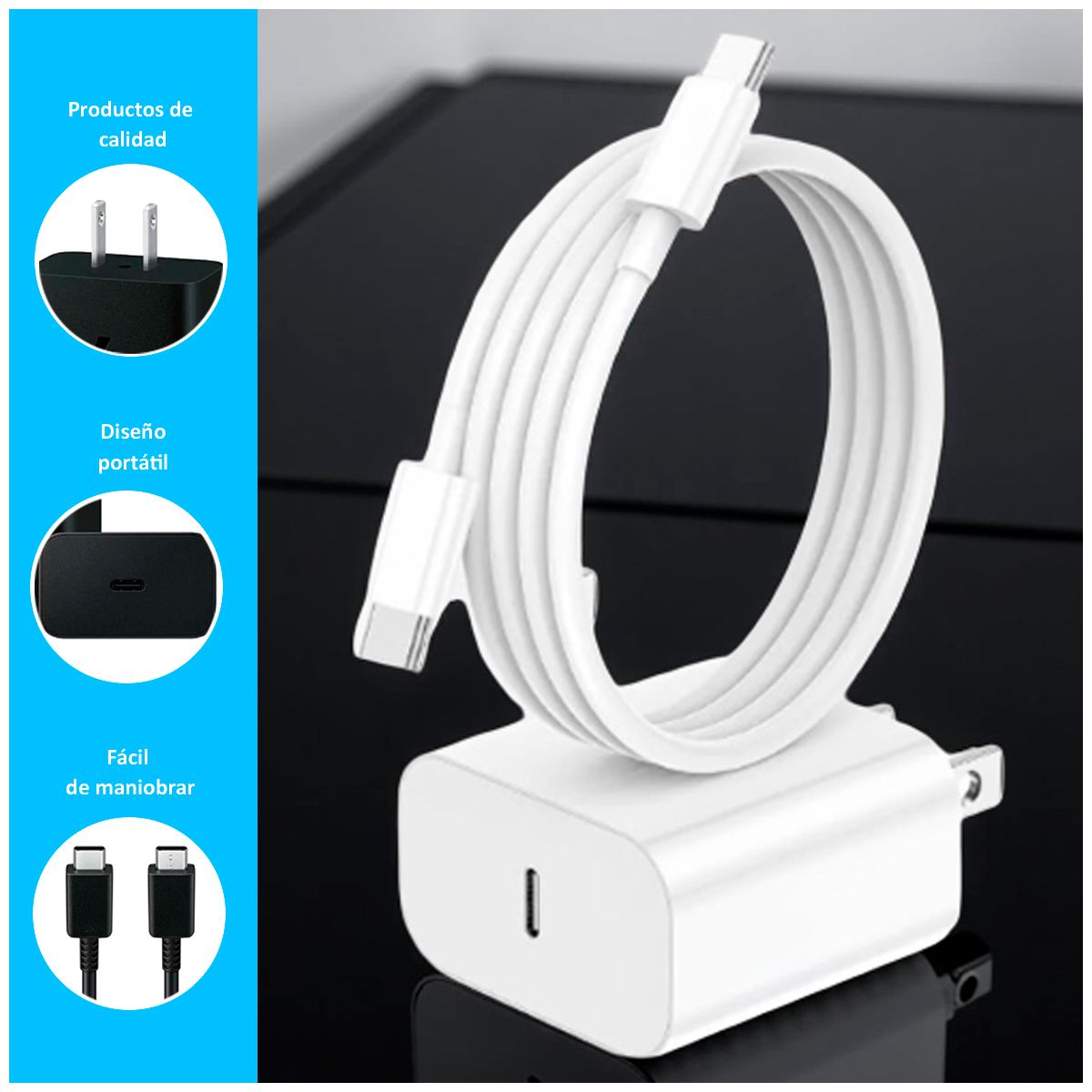 GENERICO - Cargador de carga rápida de 45w c a c blanco