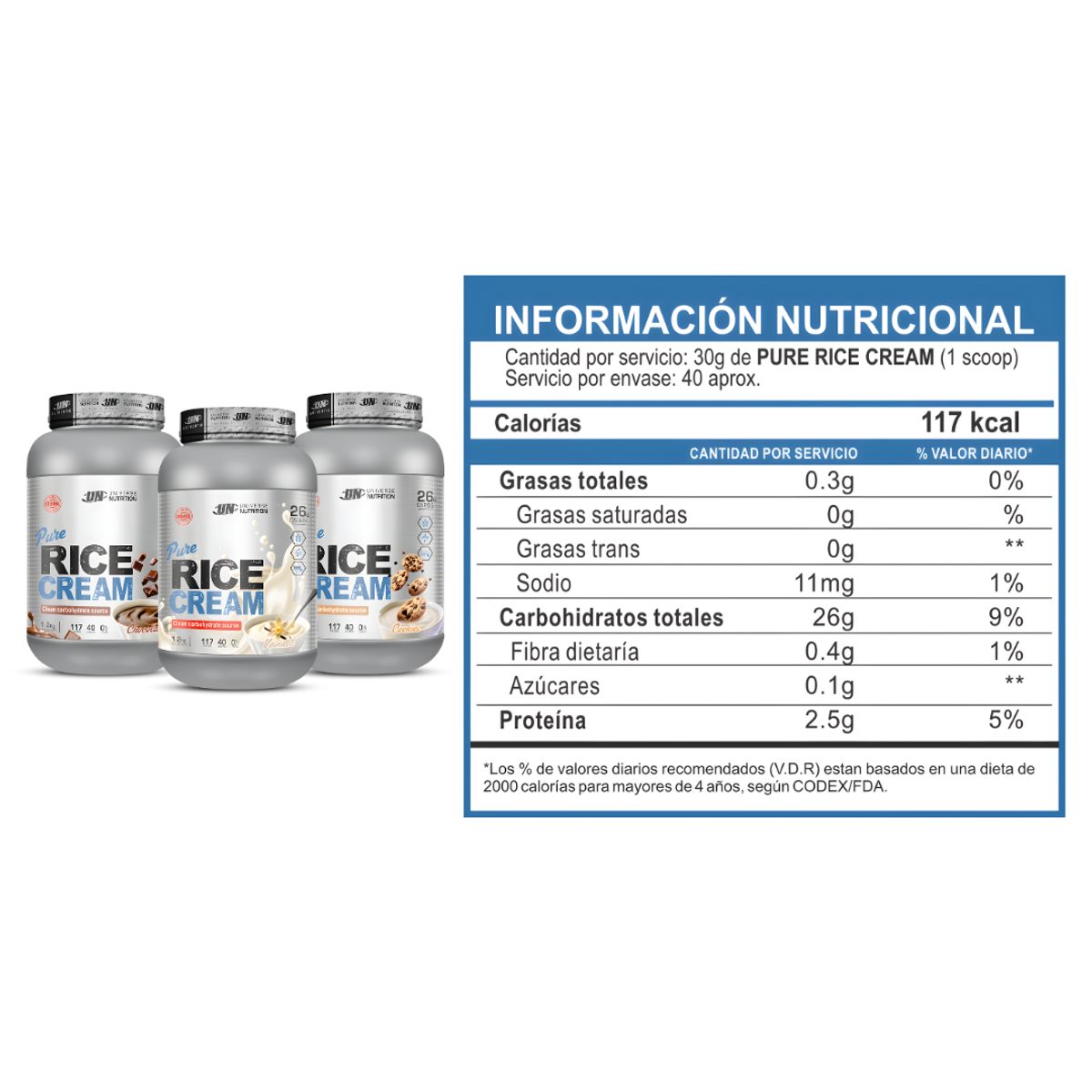 UNIVERSE NUTRITION - Crema de Arroz Universe Nutrition 1.2 kg - Chocolate + Creatina Universe Nutrition 250 g + Shaker