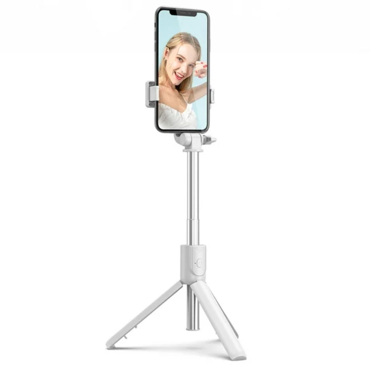GENERICO - Mini Trípode Brazo Selfie Stick 2 en 1 Bluetooth R1 Blanco