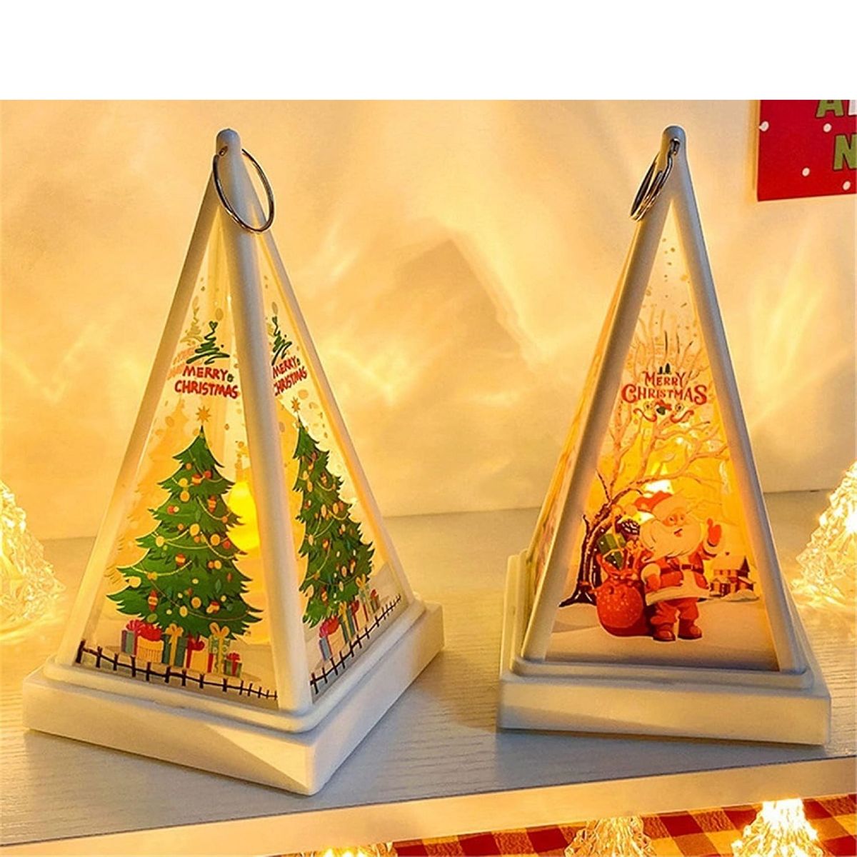 GENERICO - set de 3 Farolitos navideños a pilas colgantes con luz ámbar