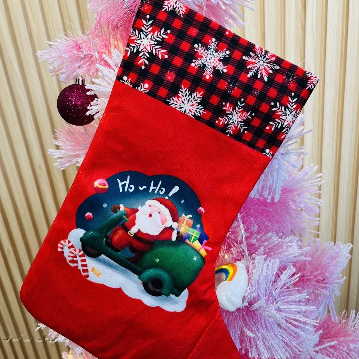 GENERICO - Calcetin navideño botas 36cm para colgar en la chimenea o entrada