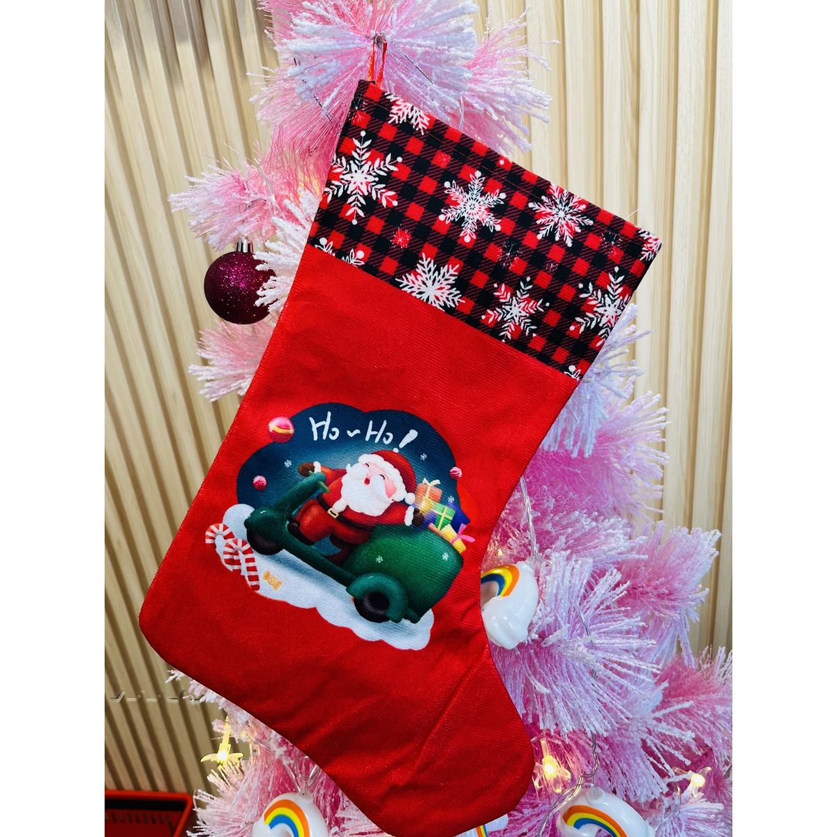 GENERICO - Calcetin navideño botas 36cm para colgar en la chimenea o entrada