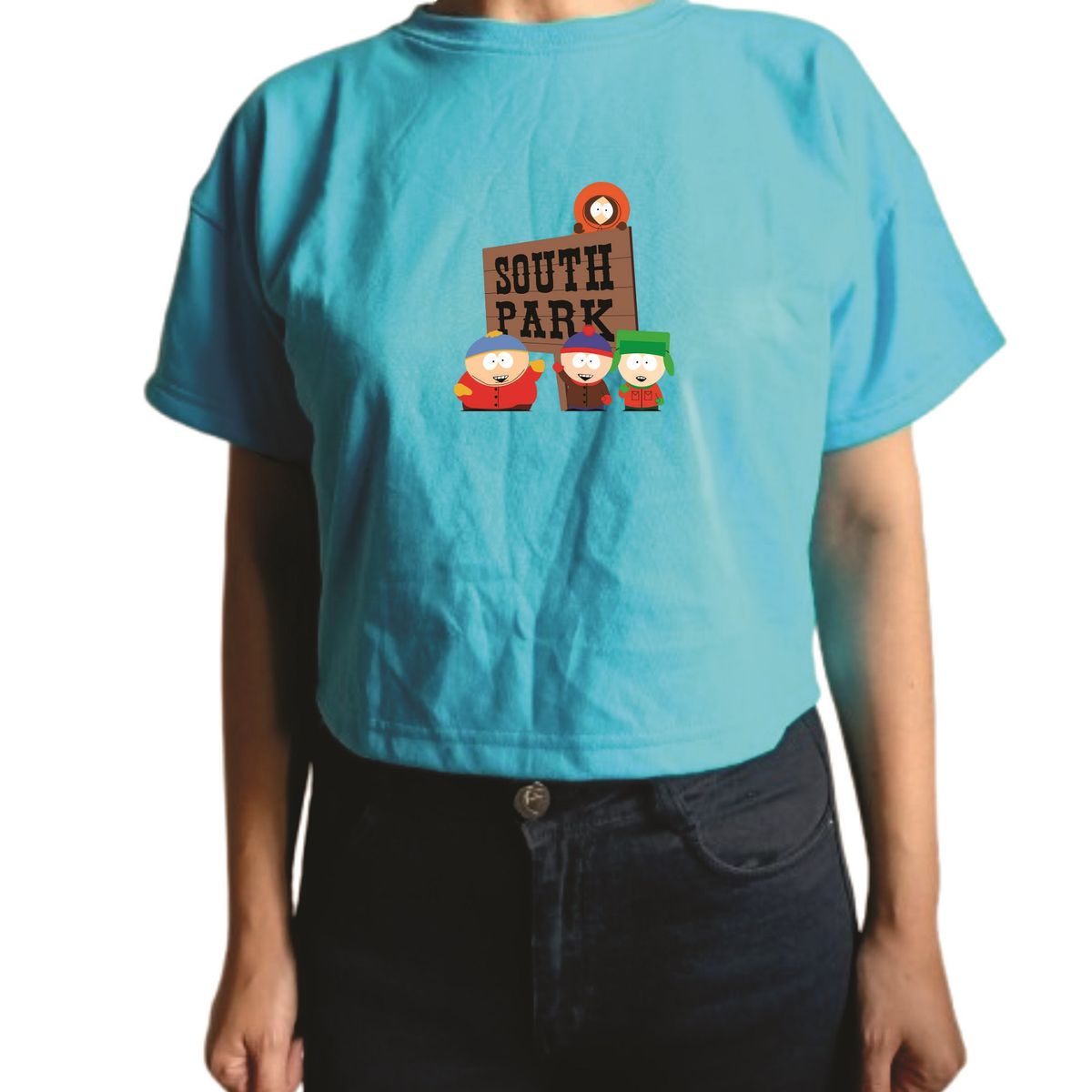 GENERICO - Polo Mujer Crop Top - Nathalie Love It - Turquesa