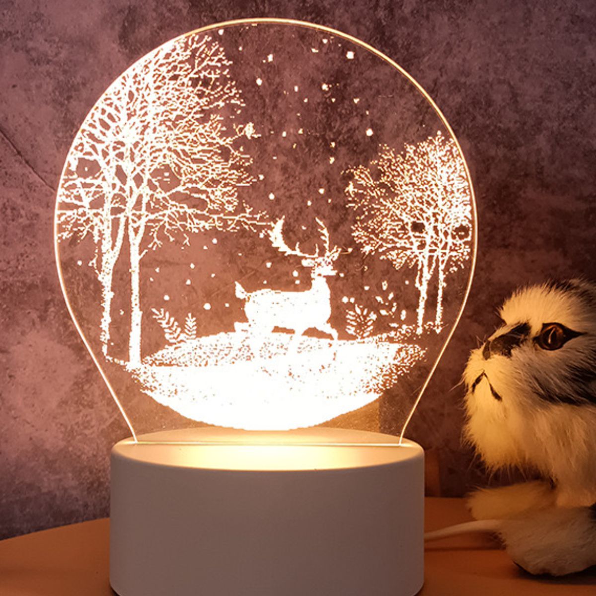 GENERICO - LÁMPARA DE NOCHE 3D LED TABLERO DE ILUSIÓN DECORACIÓN MESA NIÑOS ESCRITORIO RENO PAISAJE