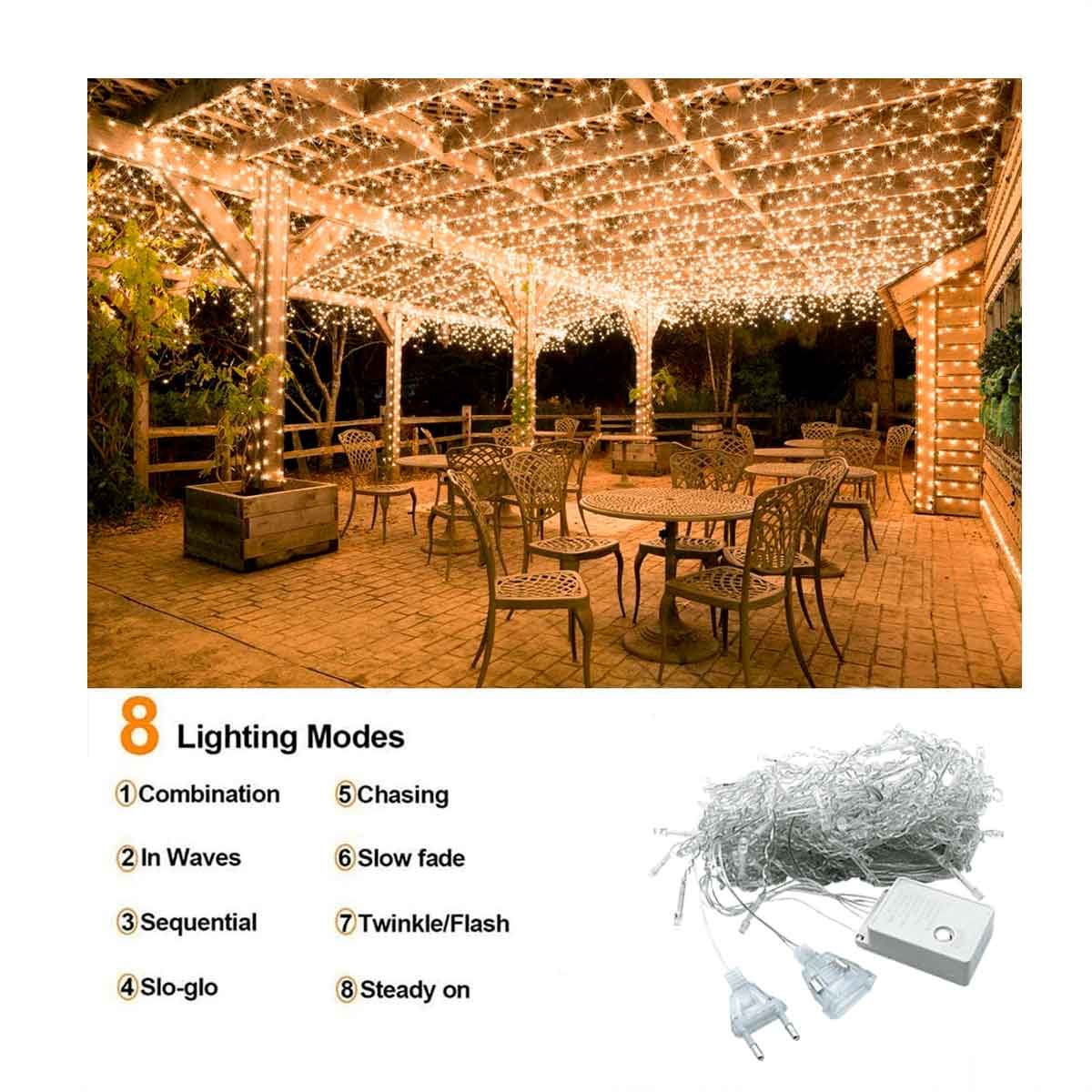 GENERICO - Cascada 12 mts CON CONECTOR HEMBRA 400leds /// Amarillo