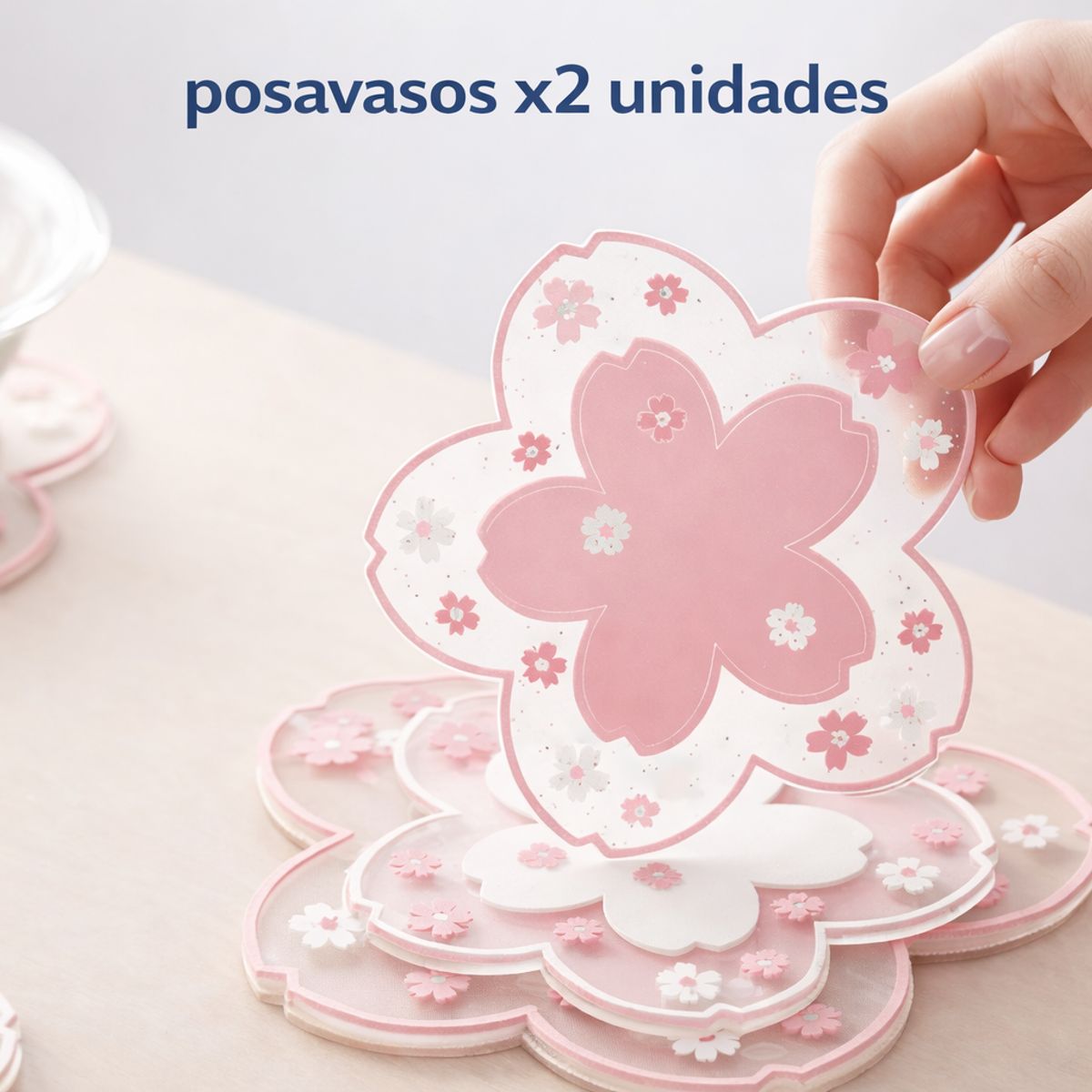 GENERICO - Set de Posavasos Sakura – 2 Piezas - Antideslizantes, Decorativos y Resistentes