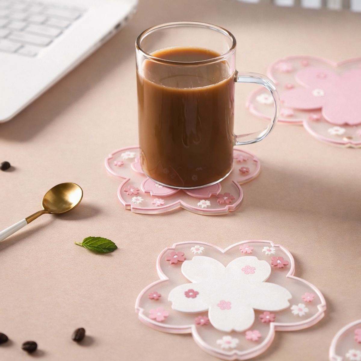 GENERICO - Set de Posavasos Sakura – 2 Piezas - Antideslizantes, Decorativos y Resistentes