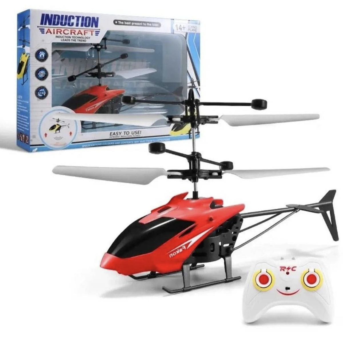 GENERICO - Helicóptero a control remoto recargable con sensor de movimiento para niños - Rojo