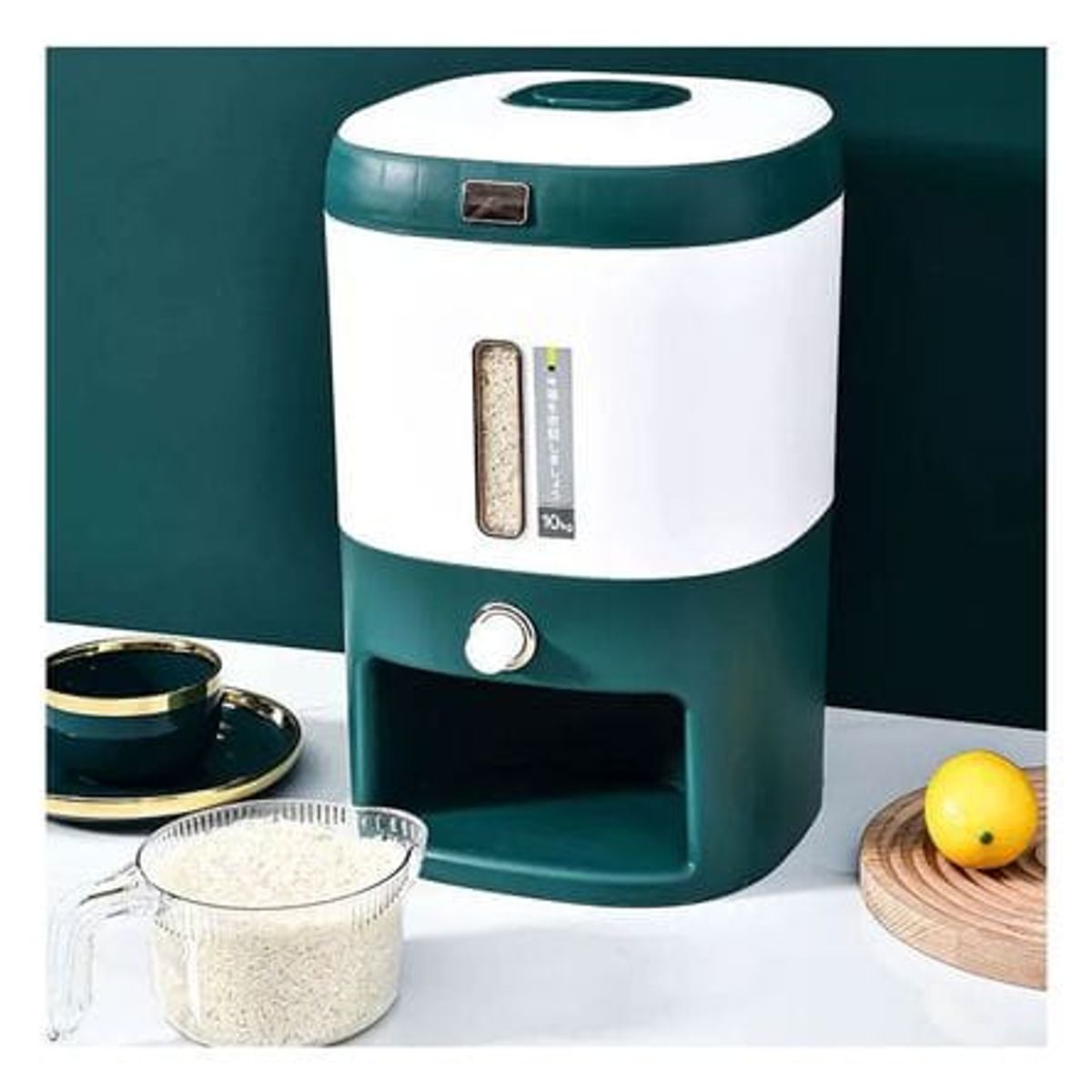 GENERICO - DISPENSADOR DE ARROZ, MENESTRAS Y OTROS CAPACIDAD 10 KILOS COLOR VERDE/BLANCO