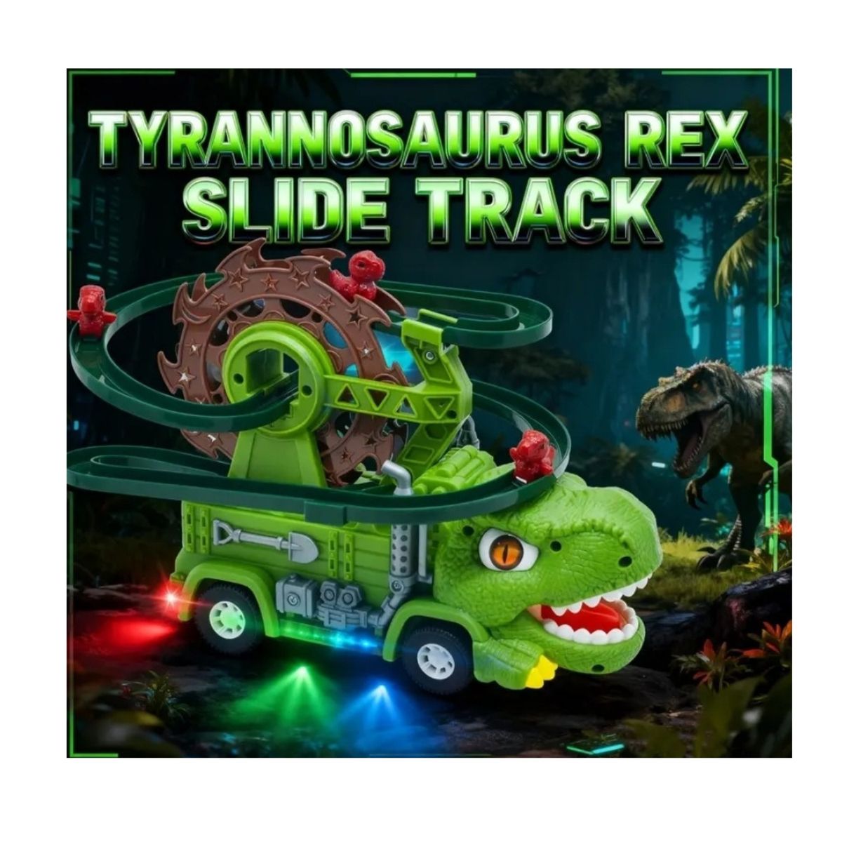 GENERICO - Carro Dinosaurio Con Pista y Luces