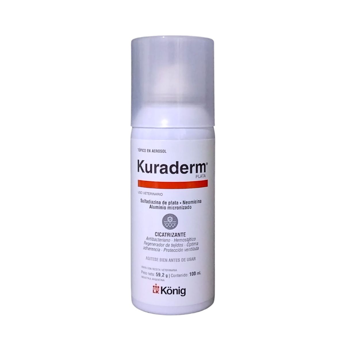 KONIG - CICATRIZANTE EXTERNO AEROSOL KURADERM PLATA PARA PERROS Y GATOS 100 ML