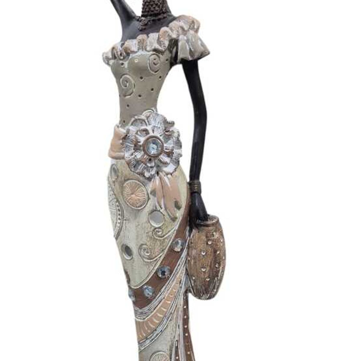 GENERICO - Escultura Decorativa Mujer Africana con Cántaro - Adorno Elegante para Sala Regalo Ideal