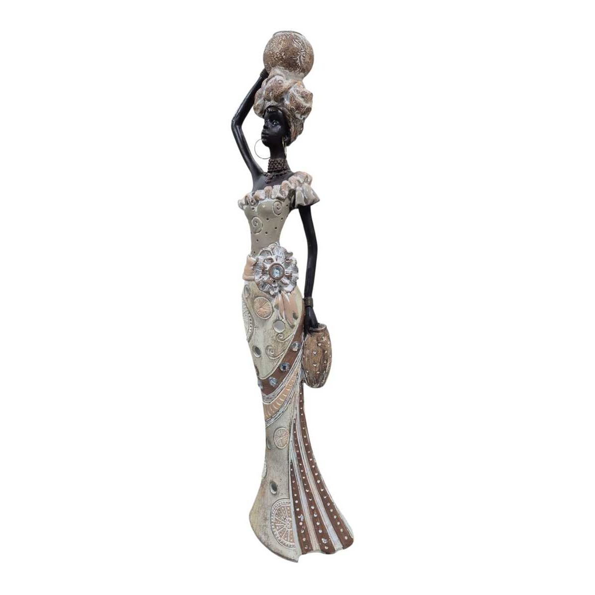 GENERICO - Escultura Decorativa Mujer Africana con Cántaro - Adorno Elegante para Sala Regalo Ideal