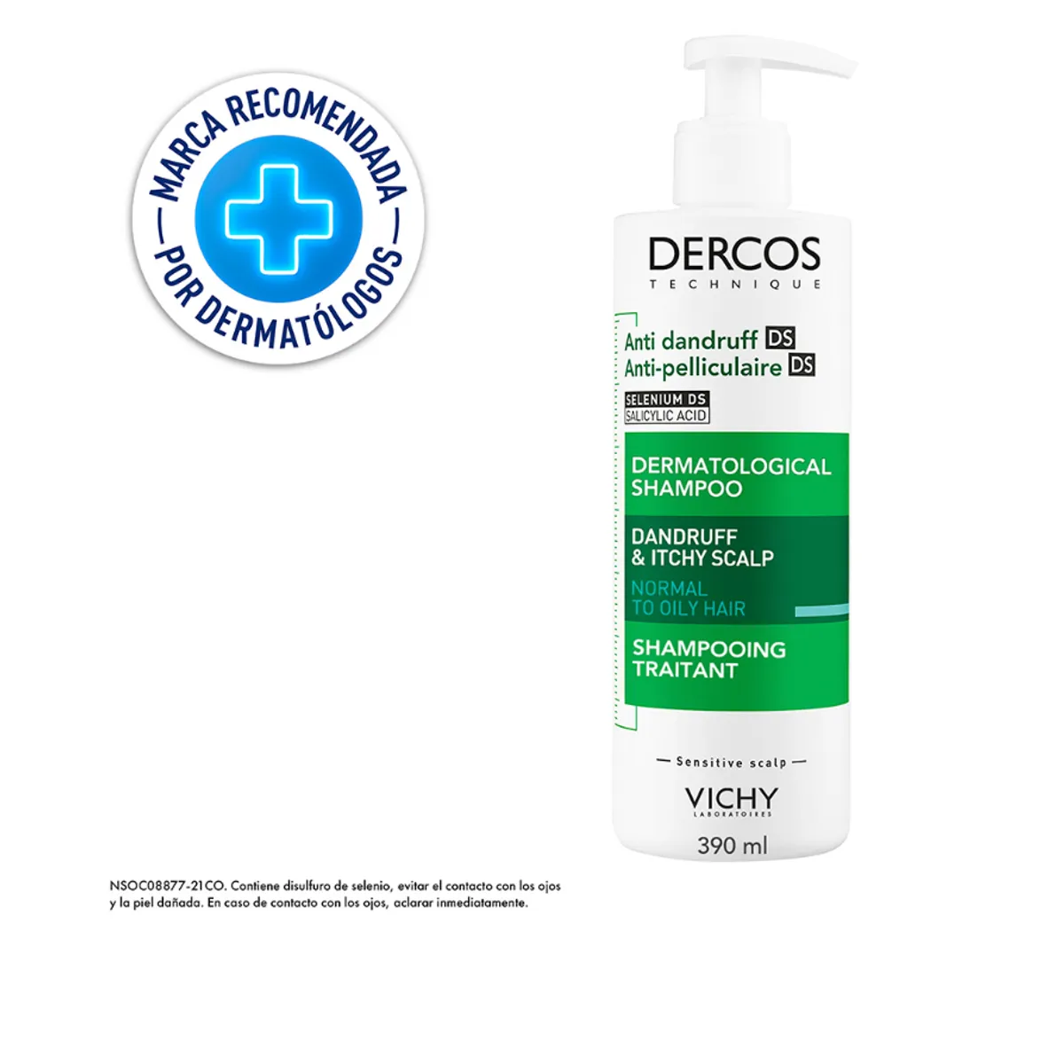 PREMIUM - Shampoo Anticaspa Vichy Dercos para Cabello Graso Original