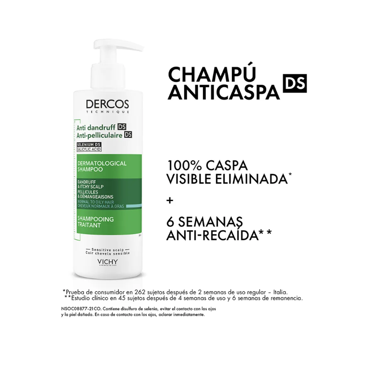 PREMIUM - Shampoo Anticaspa Vichy Dercos para Cabello Graso Original