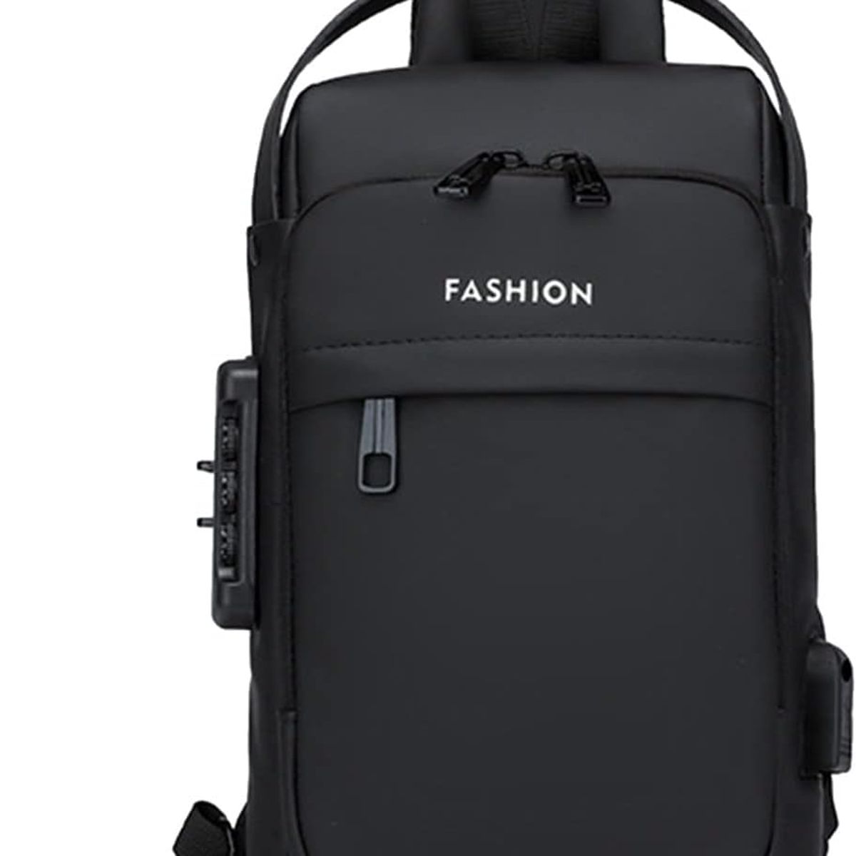 GENERICO - MORRAL PECHERA BOLSO MOCHILA CROSSBODY CRUZADO ANTIRROBO USB NEGRO