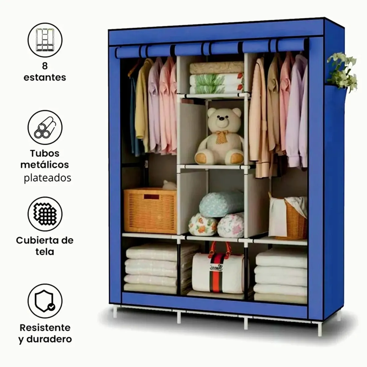 OEM - ROPERO ARMABLE 3 CUERPOS ARMADO FACIL Y PORTATIL