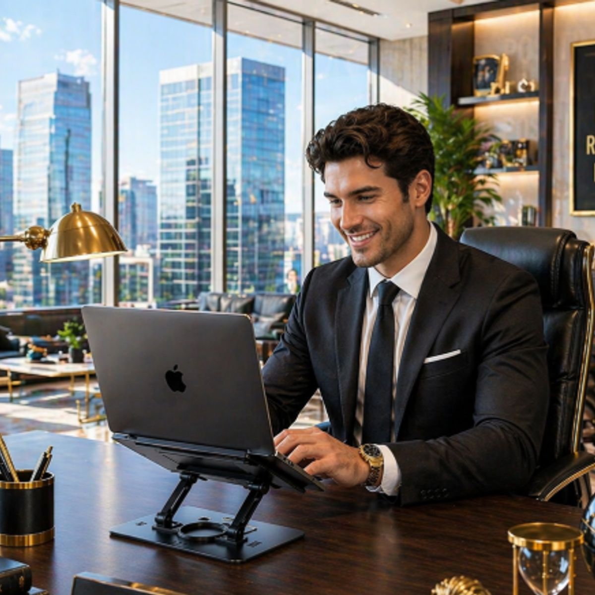 GENERICO - SOPORTE BASE LAPTOP TABLET ROTACIÓN GIRO 360° REGULABLE PORTÁTIL PLEGABLE ALEACIÓN PREMIUM NEGRO