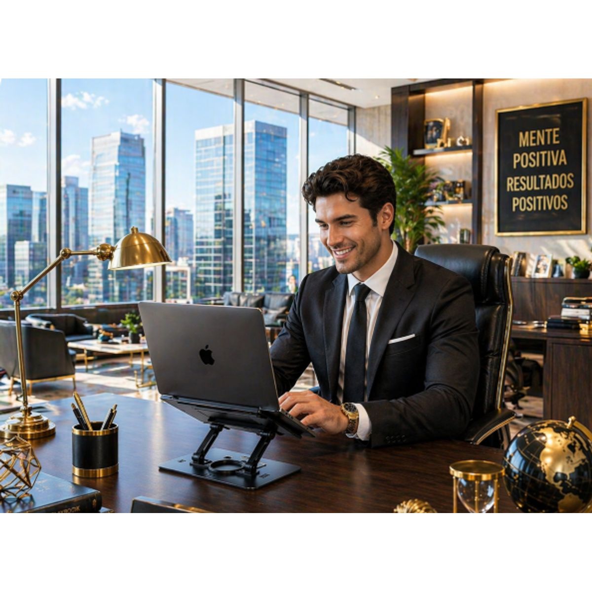 GENERICO - SOPORTE BASE LAPTOP TABLET ROTACIÓN GIRO 360° REGULABLE PORTÁTIL PLEGABLE ALEACIÓN PREMIUM NEGRO