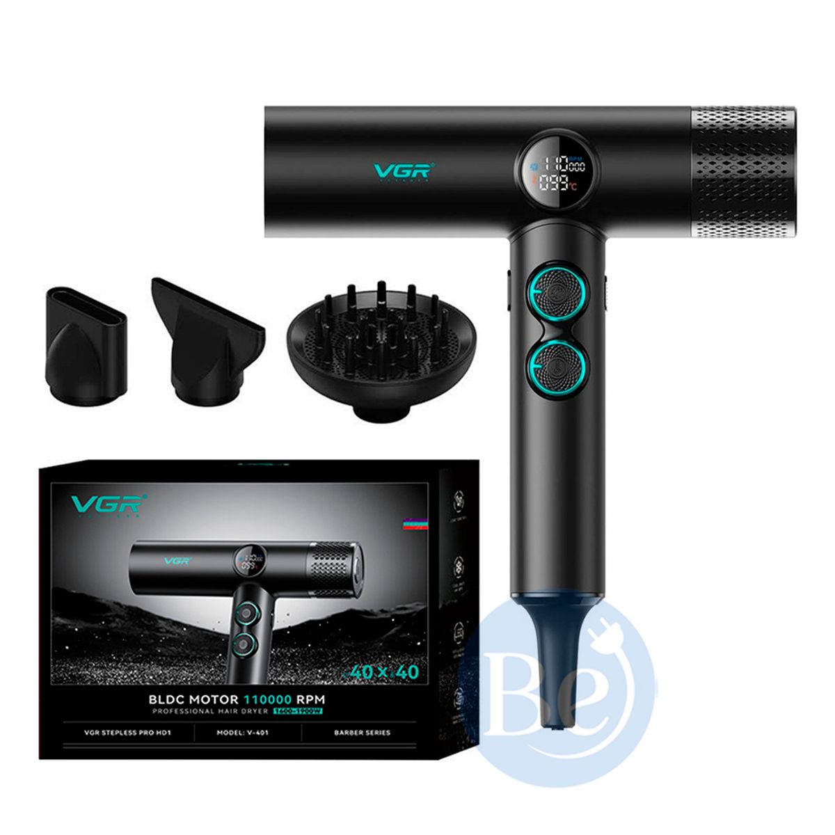 VOYAGER - Secador Profesional VGR V-401 Color Negro 110000rpm