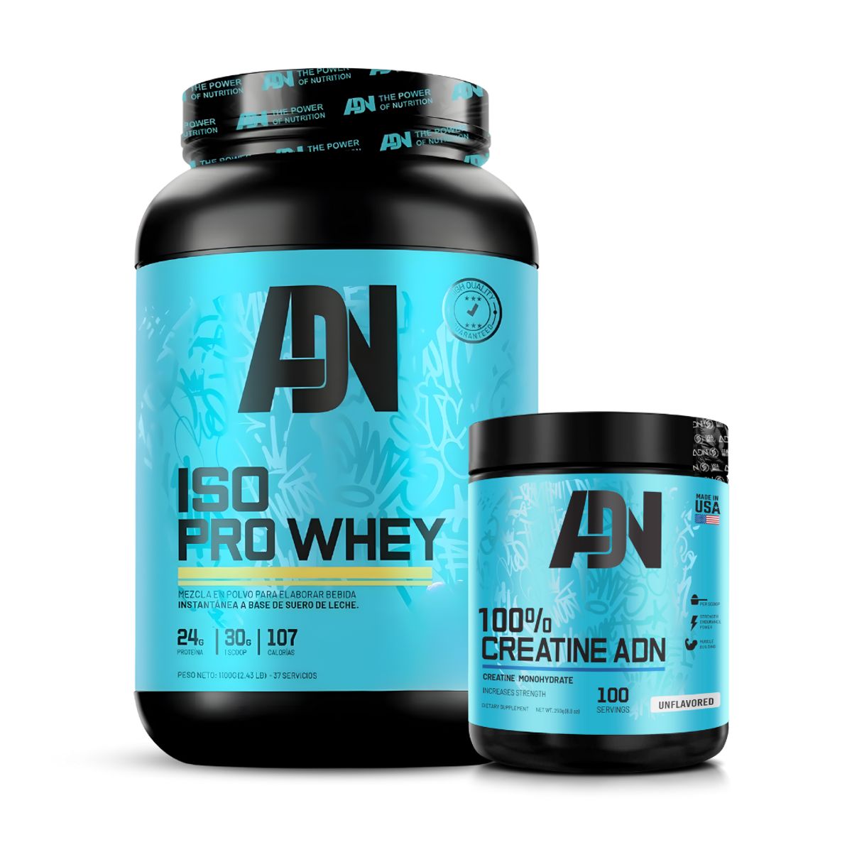 ADN - Iso Pro Whey 1.1 kg Proteina Isolatada ADN - Vainilla + Creatina ADN 250 G