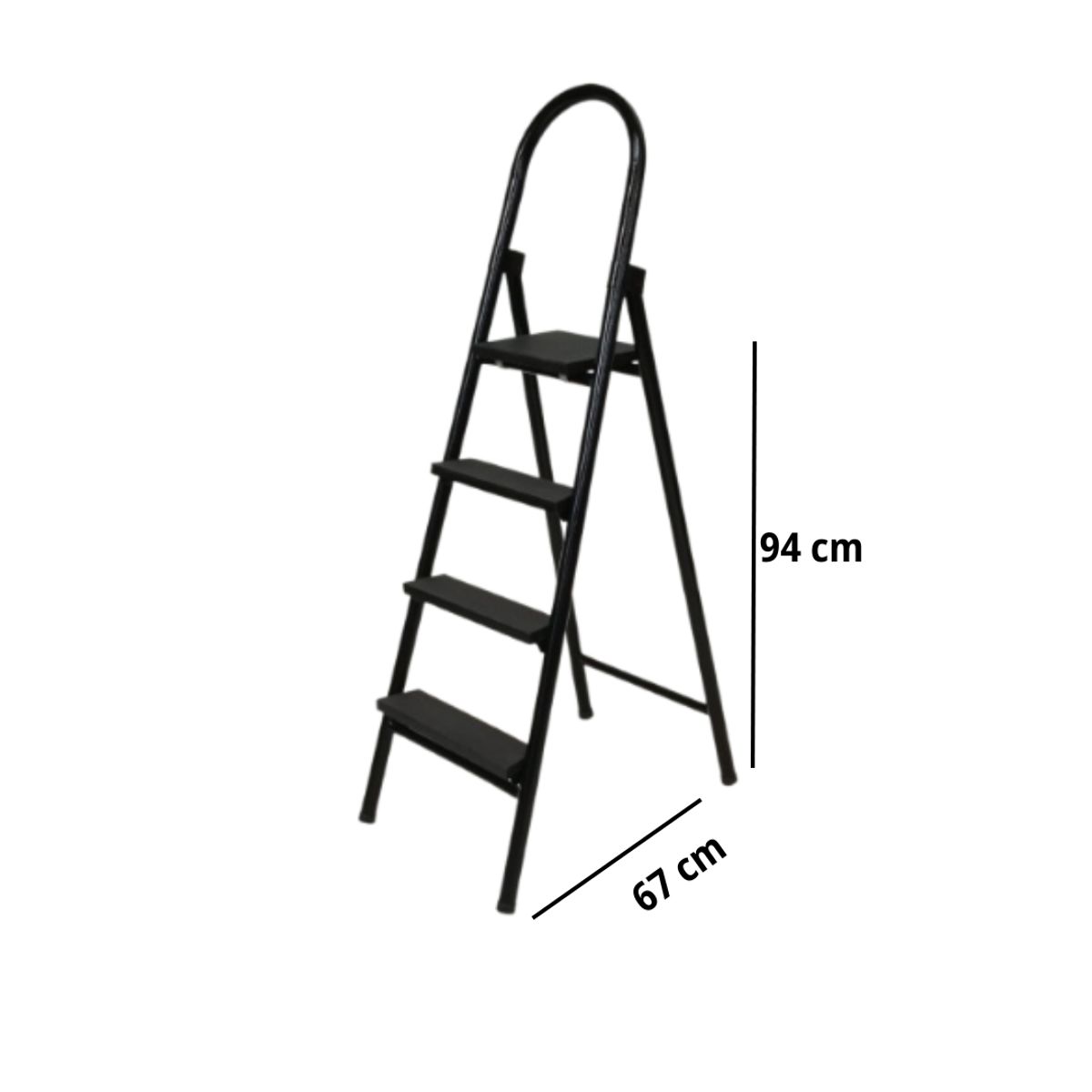 ATAHUALPA - Escalera Metálica de 4 pasos Negro