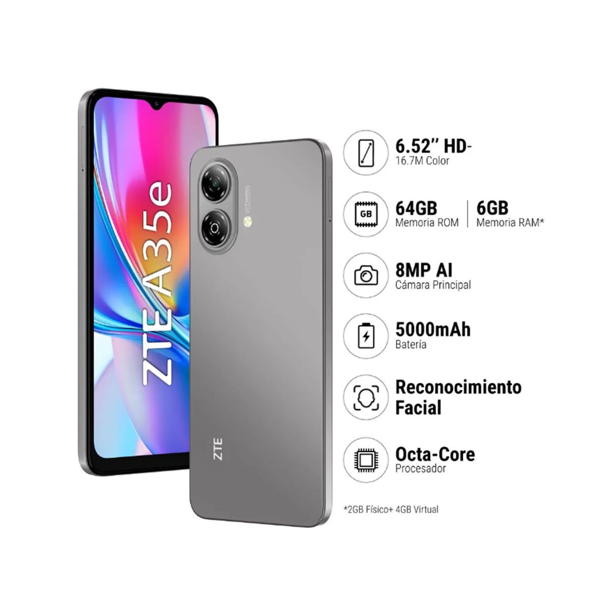 ZTE - Zte Smartphone Blade A35e 6.52 64 Gb Gris