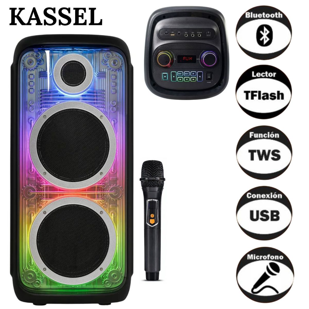 GENERICO - Parlante Torre Portátil K2103 02 Boufer de 10 Pulgadas Luces RGB Karaoke