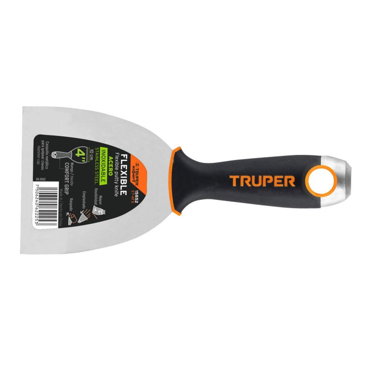 TRUPER - Espátula flexible 4 acero inoxidable Comfort Grip Truper -15852