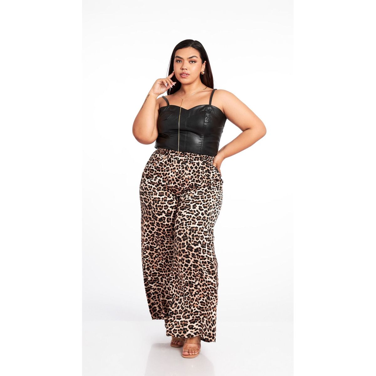 MISS LADY - Pantalon Palazo Animal Print