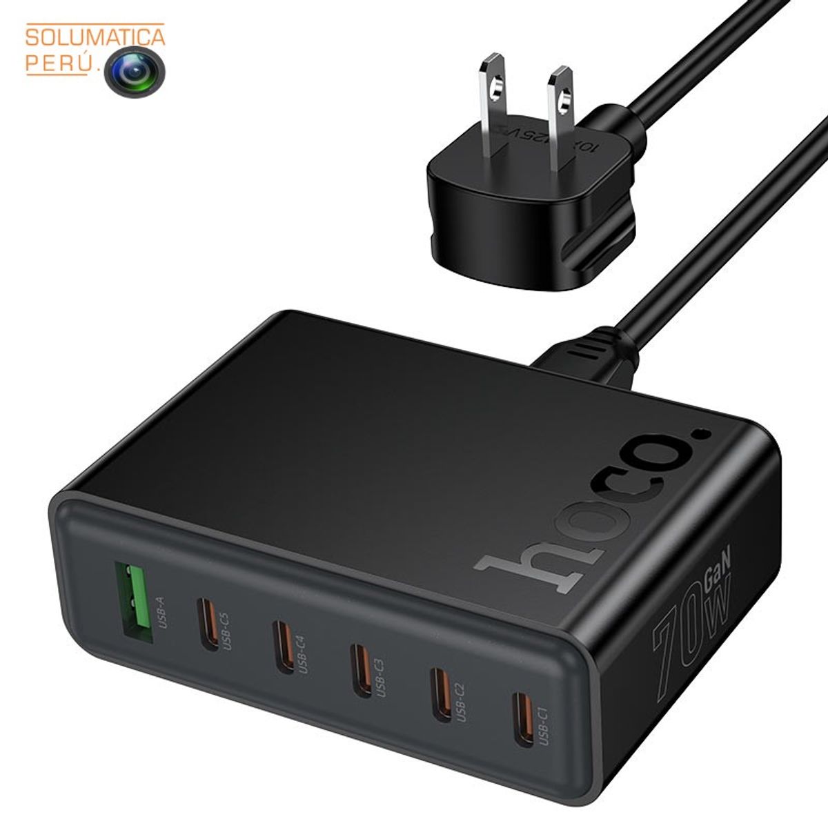 HOCO - Cargador Multiple Carga Rapida - 70w PD QC3 - 6en1 Hoco