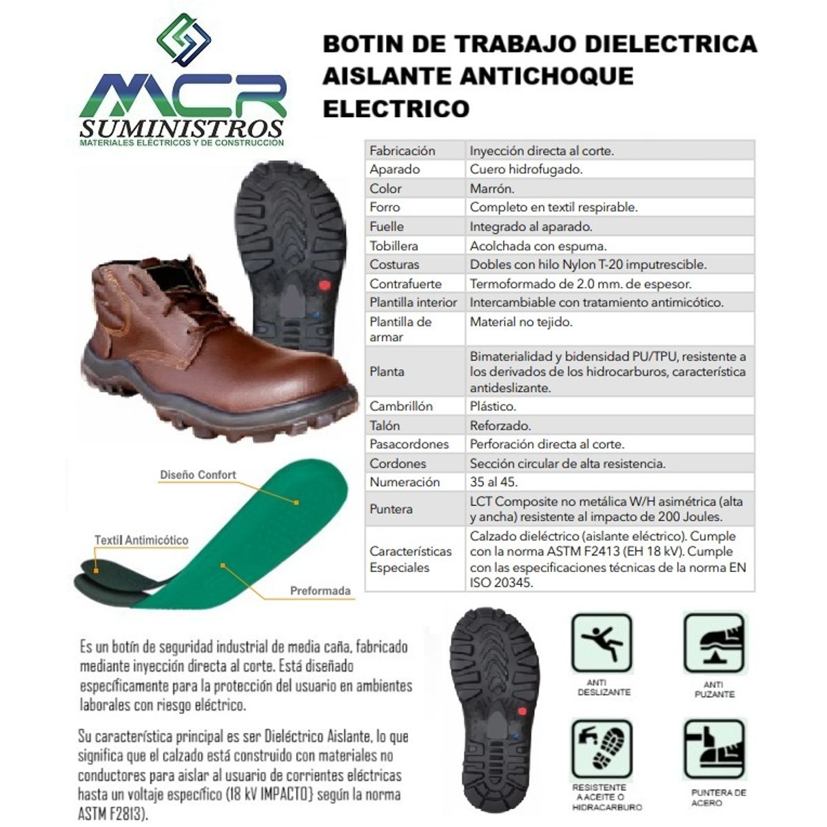 GENERICO - BOTIN DE TRABAJO DIELECTRICAS AISLANTE ANTICHOQUE ELECTRICO